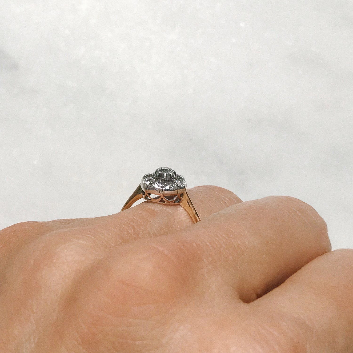 Eliza diamond cluster Victorian engagement ring