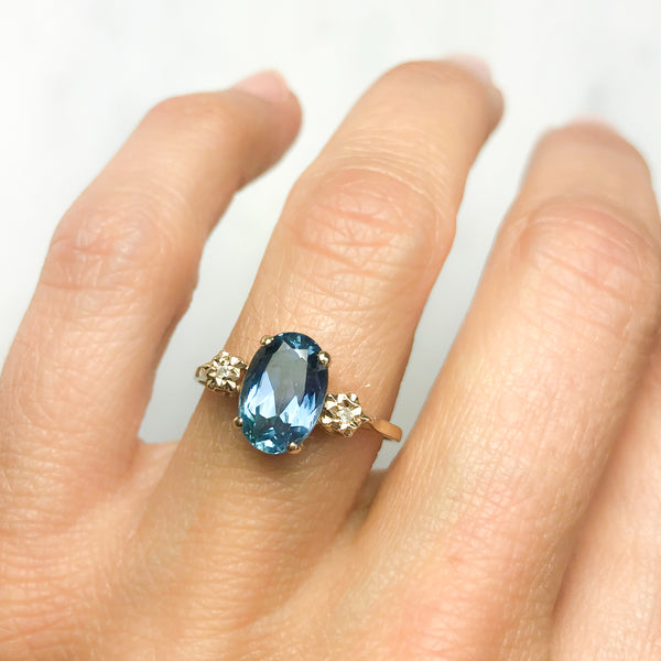 Olive sapphire and diamond engagement ring