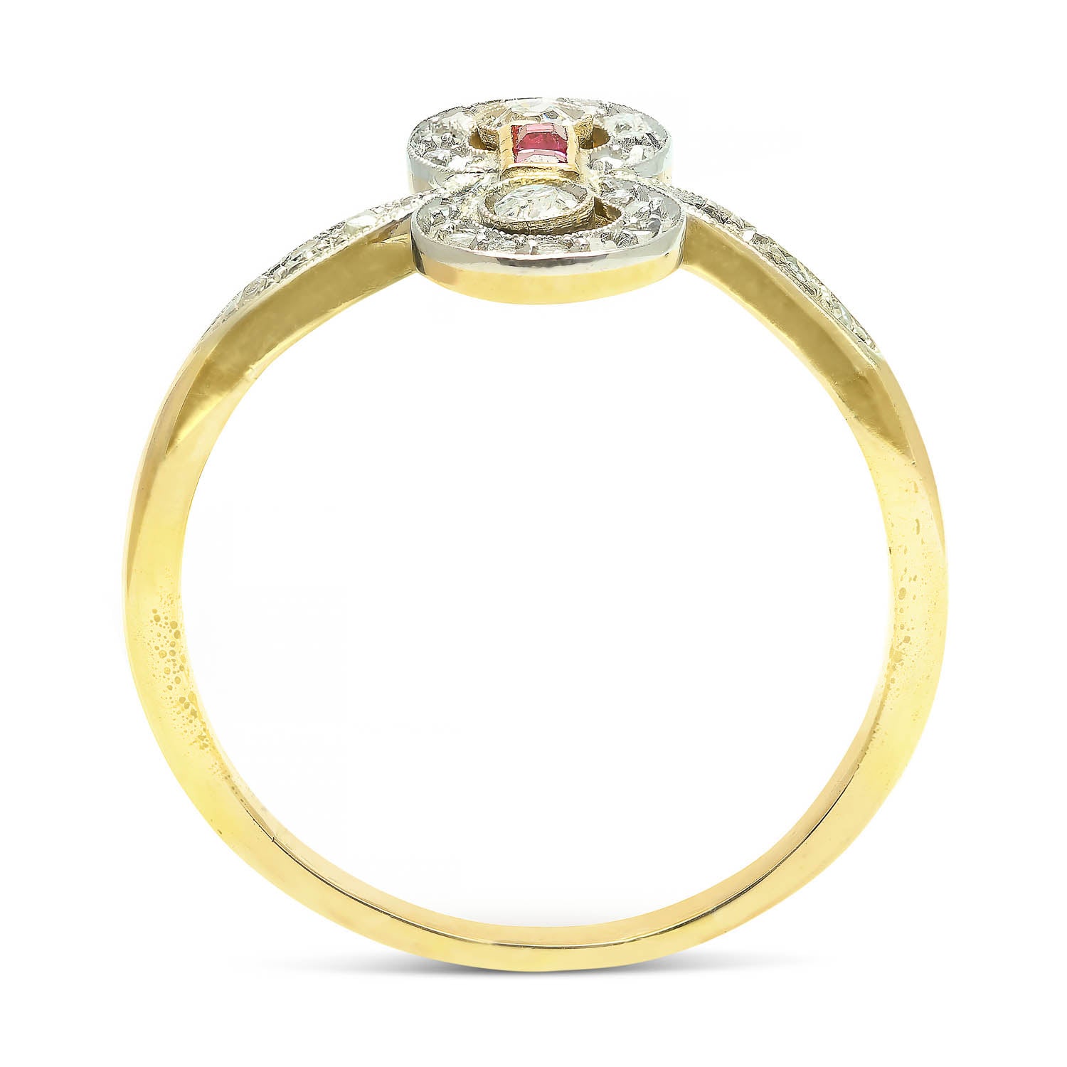 Violette ruby and diamond Edwardian engagement ring
