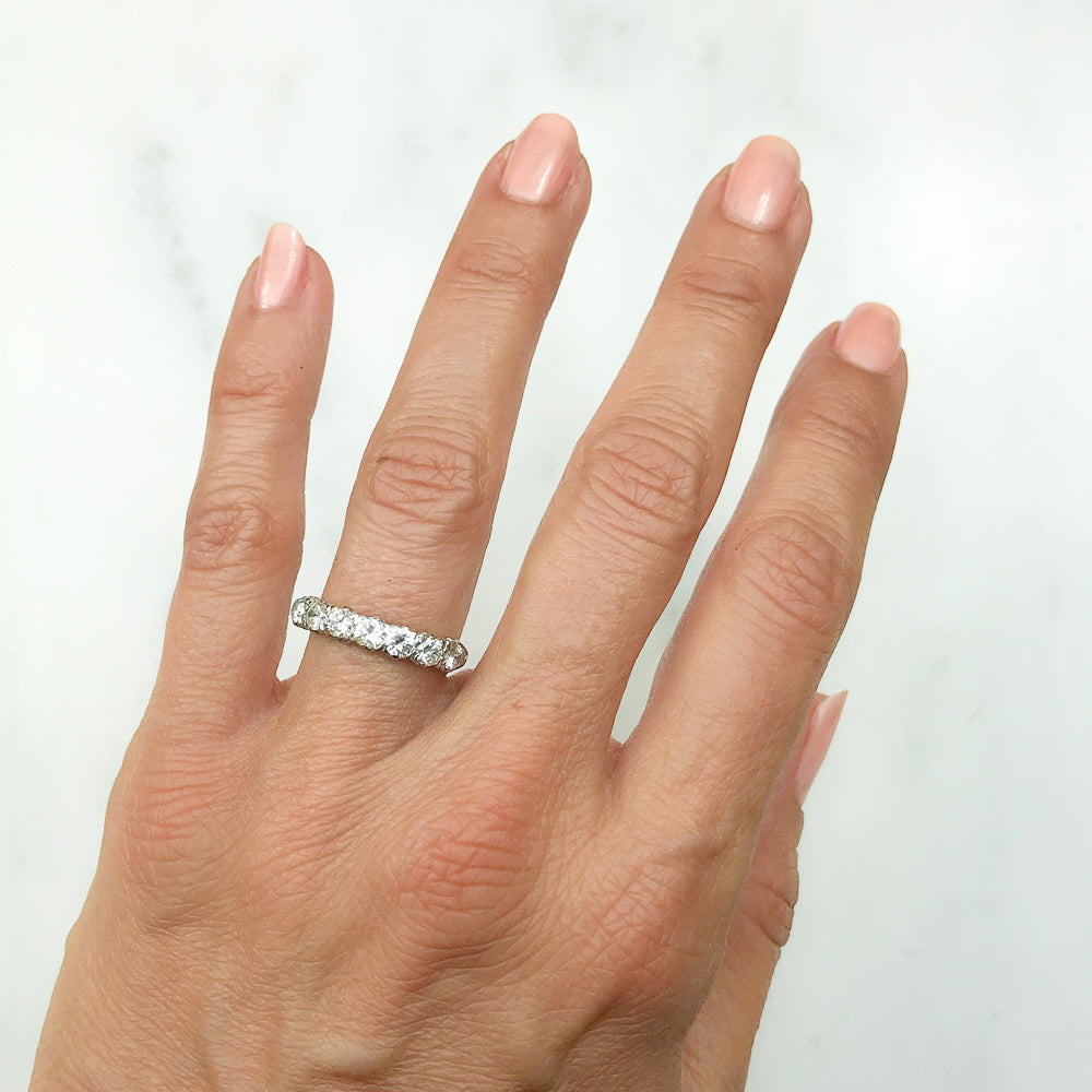 Amelia modern vintage seven stone diamond ring