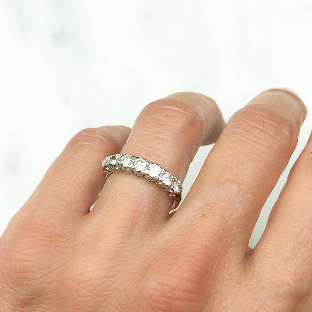 Amelia modern vintage seven stone diamond ring