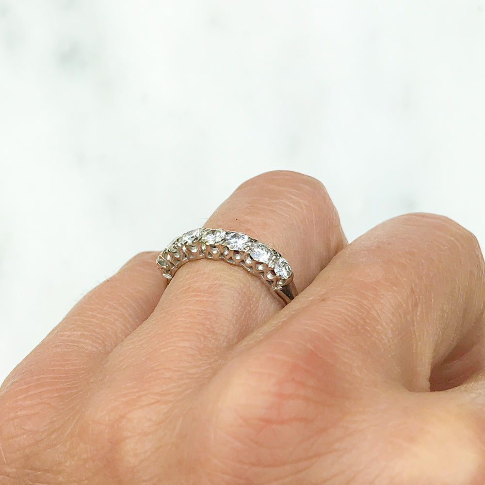 Amelia modern vintage seven stone diamond ring