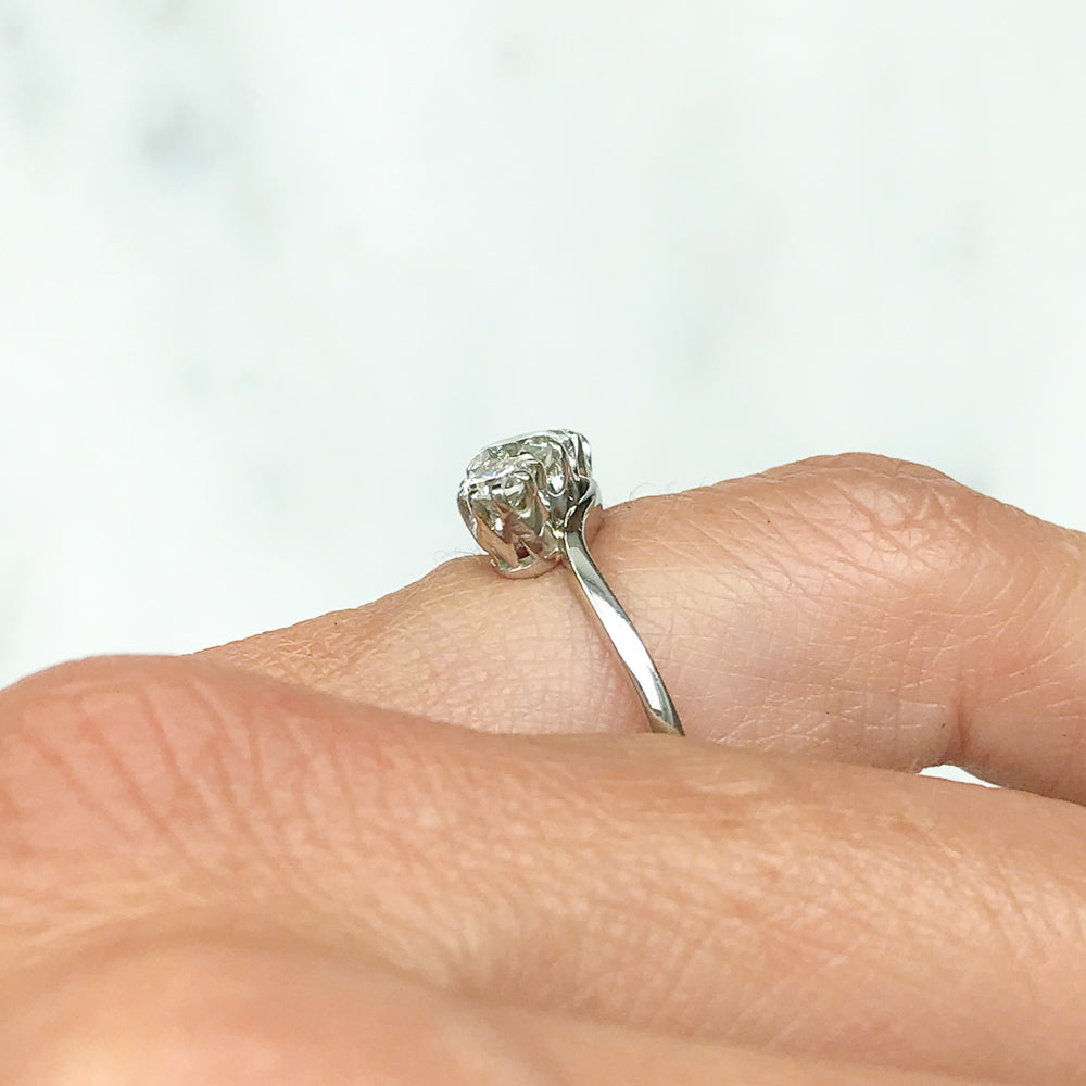 Emmeline antique three stone diamond engagement ring