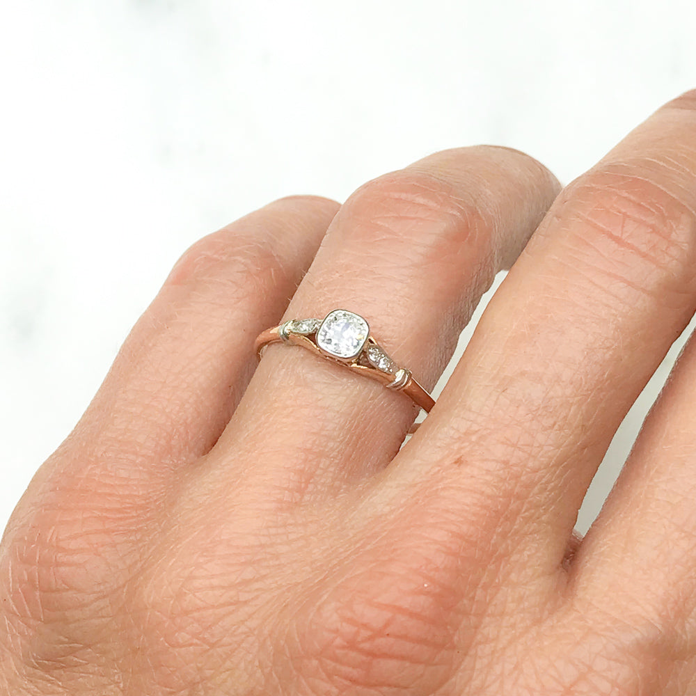 Fern antique early 20th century diamond engagement ring
