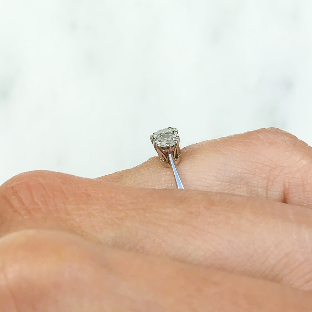 Irene antique three stone diamond engagement ring