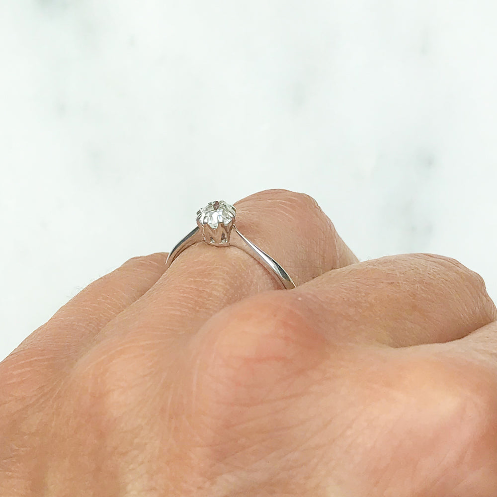 Isabella antique old mine cut diamond engagement ring