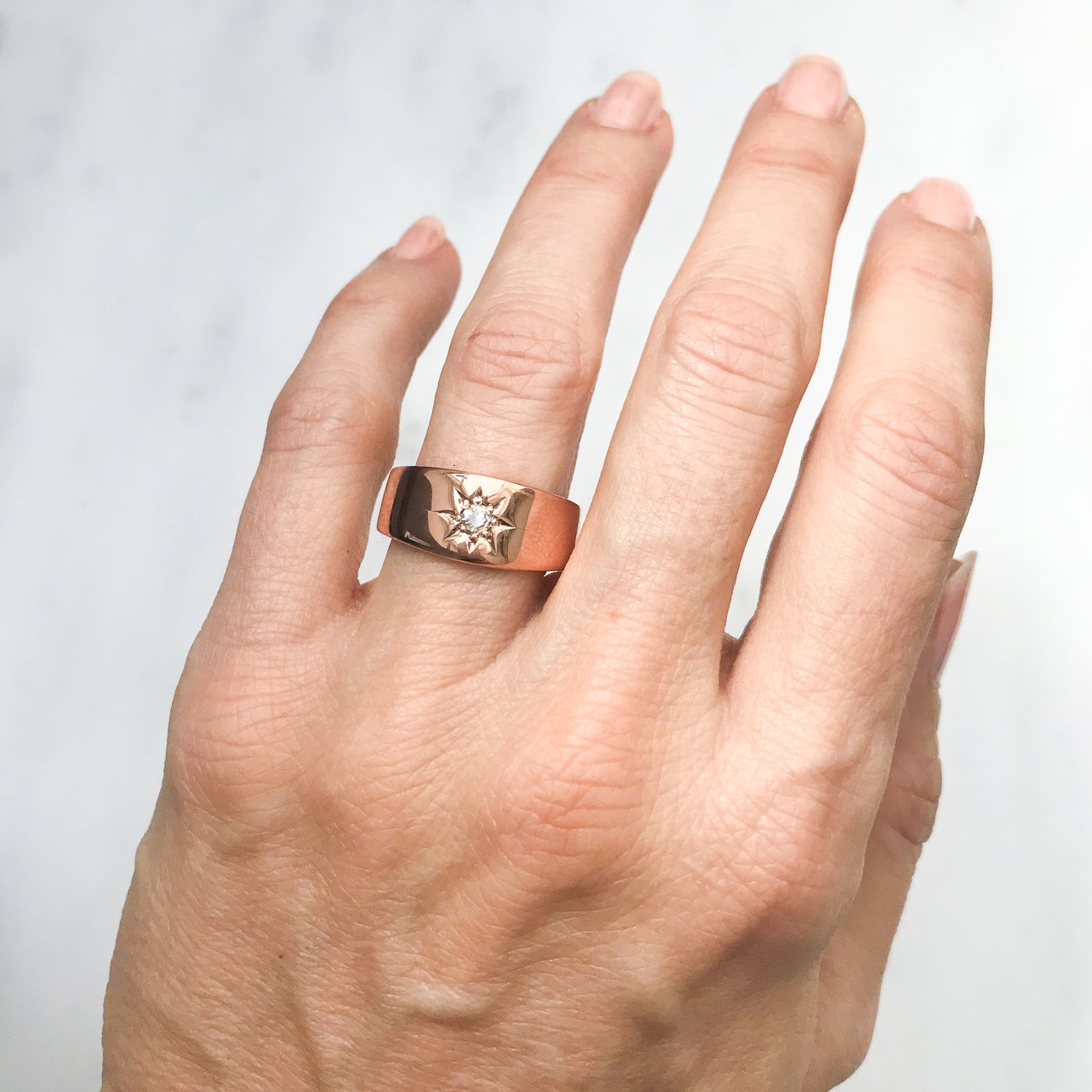 Jamie antique rose gold & diamond gypsy ring