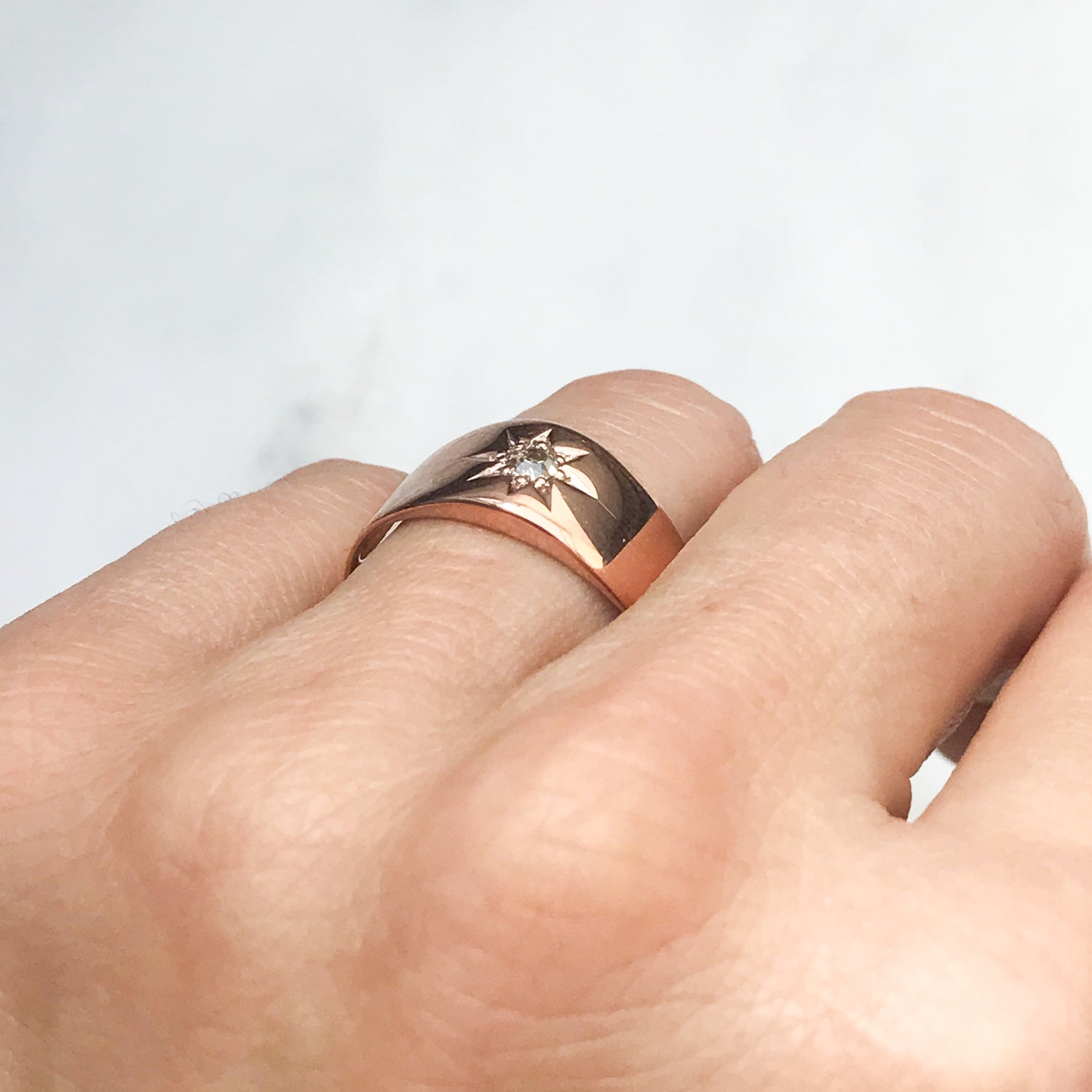 Jamie antique rose gold & diamond gypsy ring