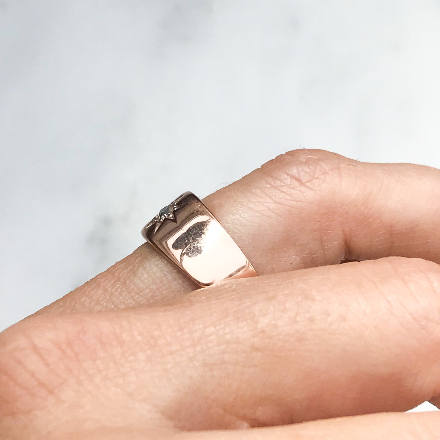 Jamie antique rose gold & diamond gypsy ring