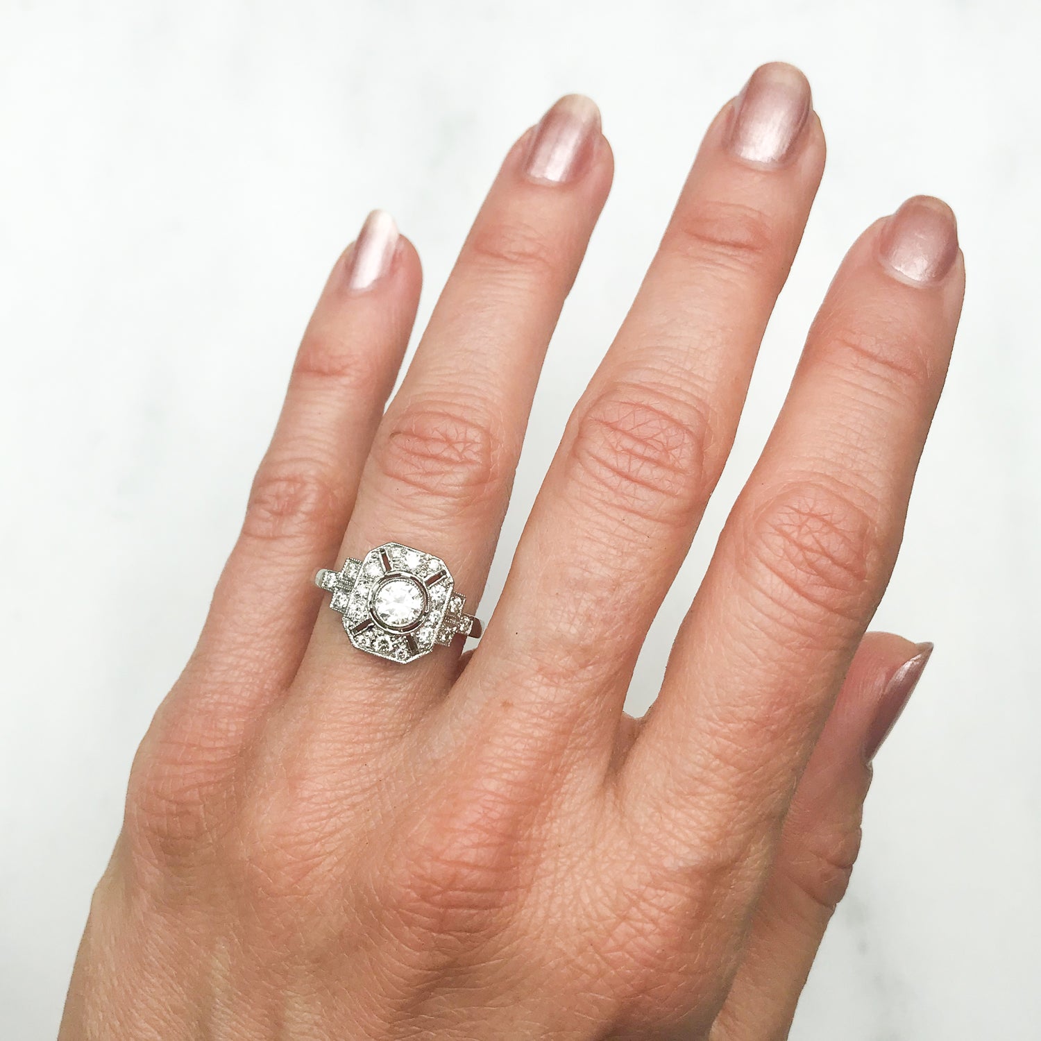 Jean vintage diamond plaque ring