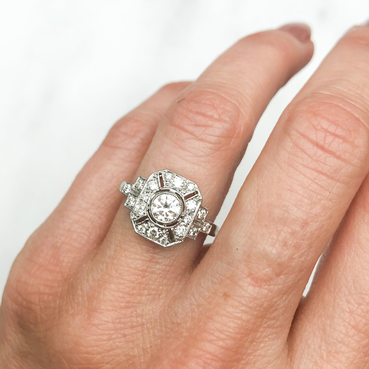 Jean vintage diamond plaque ring