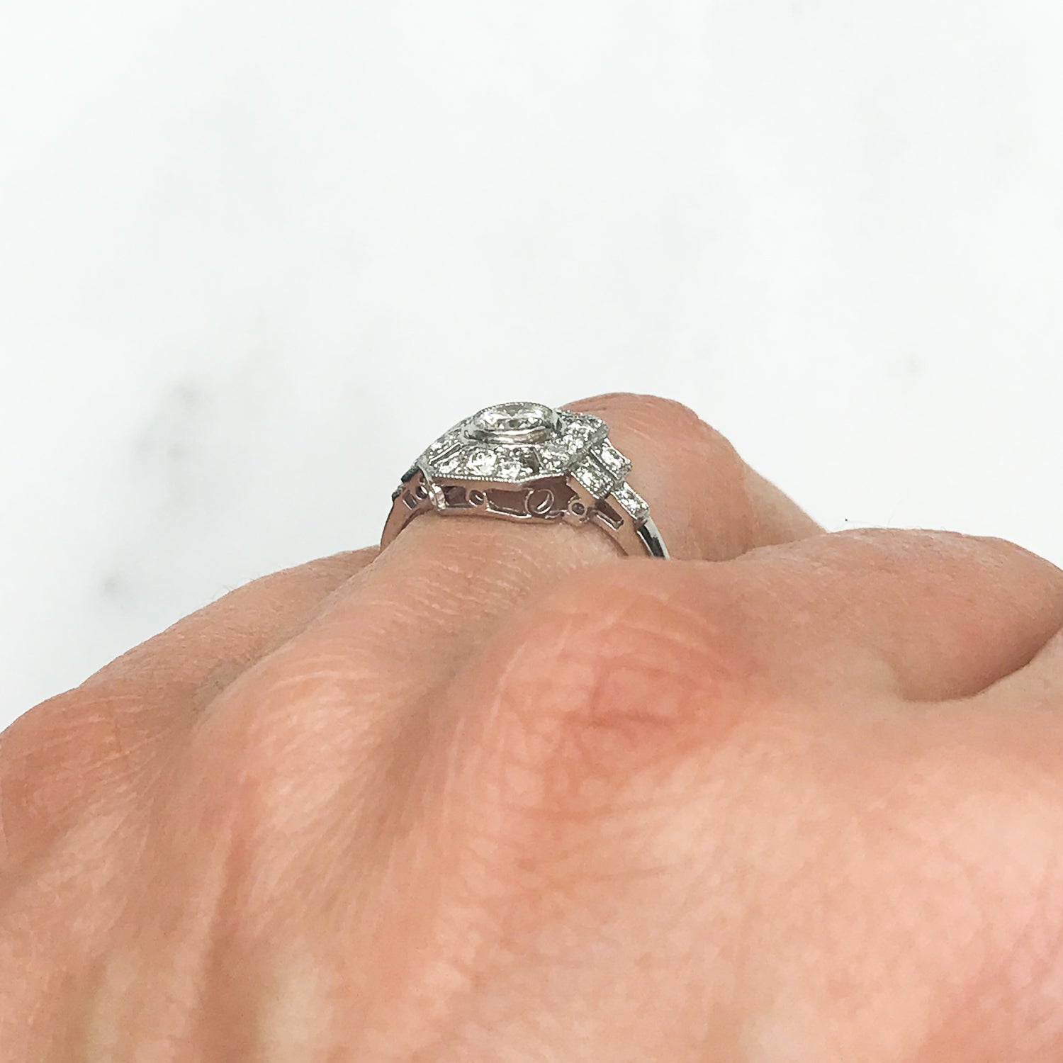 Jean vintage diamond plaque ring