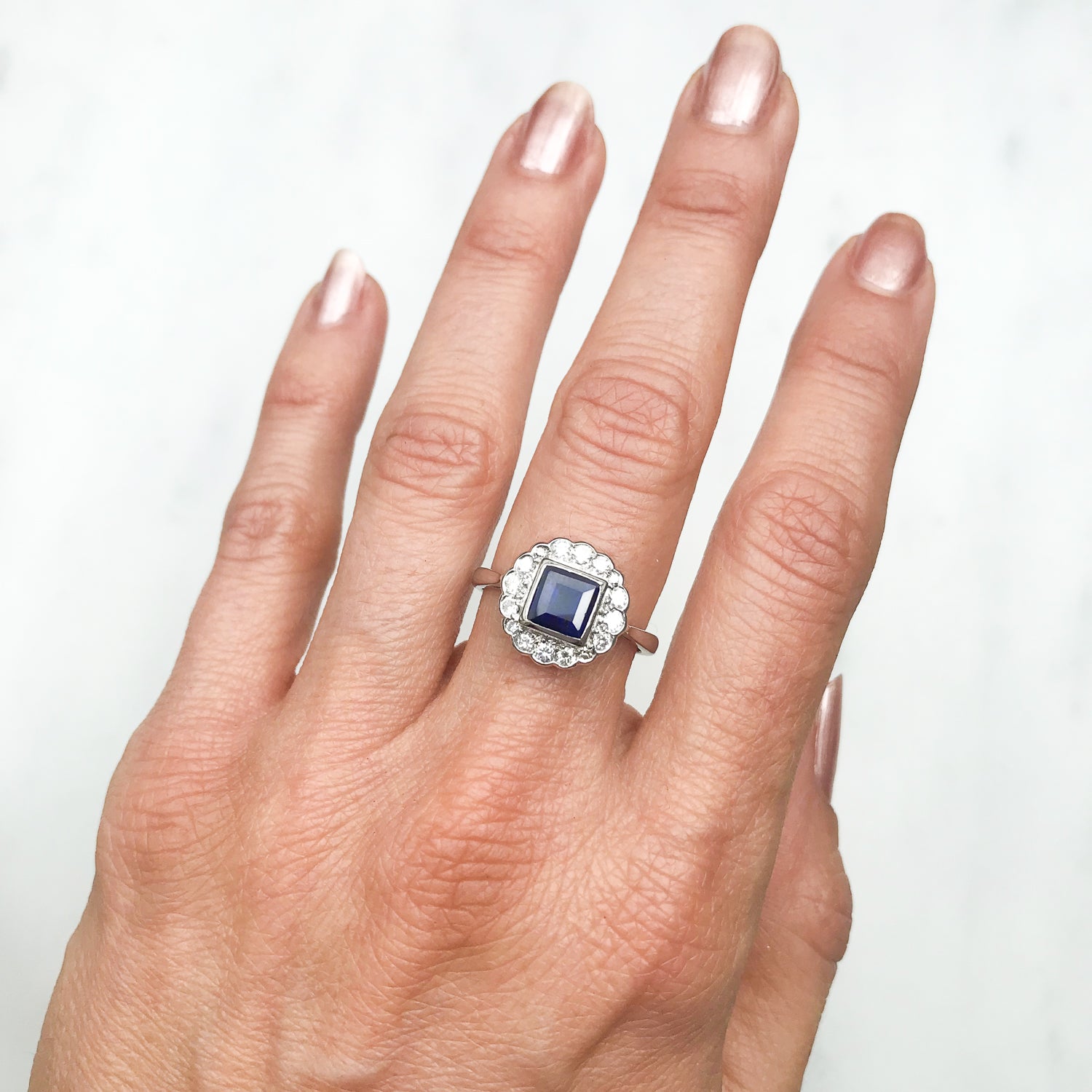 Ophelia vintage sapphire & diamond cluster ring