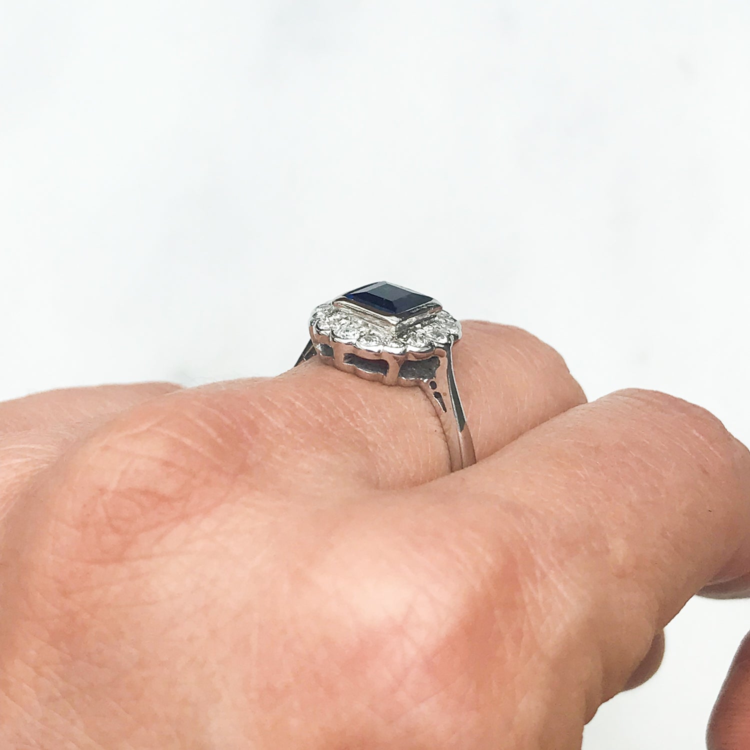 Ophelia vintage sapphire & diamond cluster ring