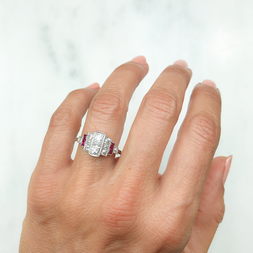 Ottilie antique Victorian ruby and diamond ring