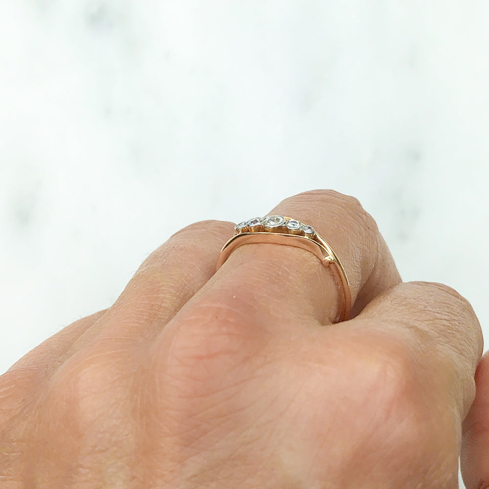 Vivienne antique Edwardian five stone diamond engagement ring