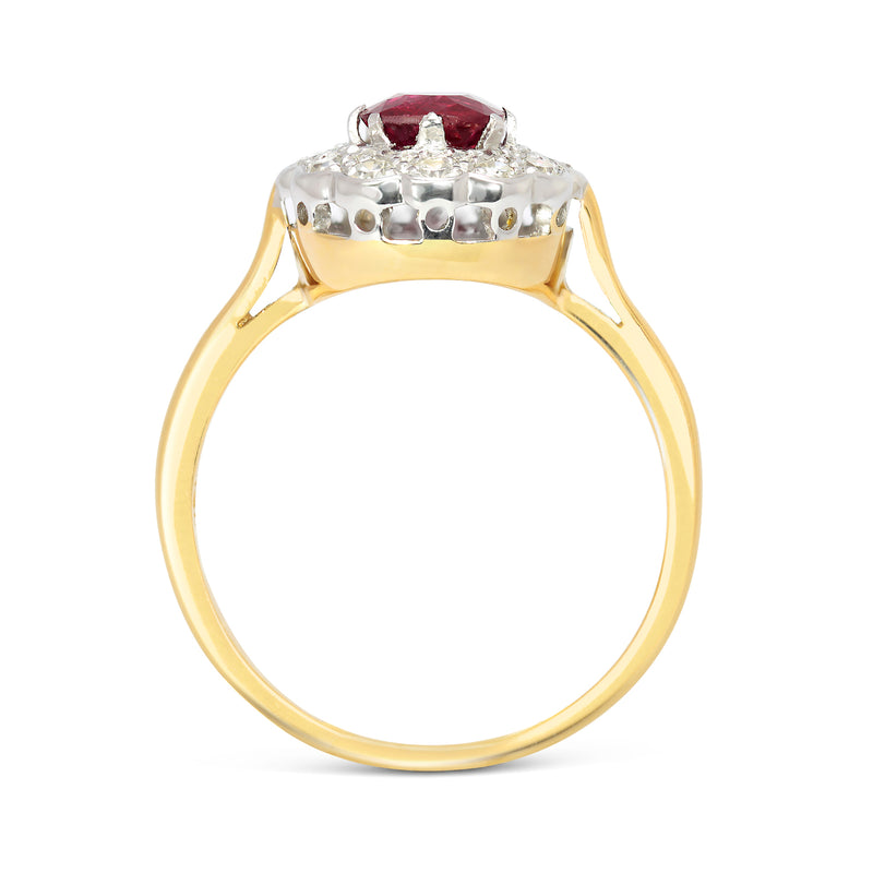 Betsy Antique Ruby and Diamond Cluster Engagement Ring