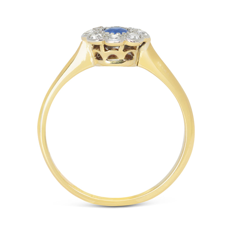 Frida Antique Sapphire and Diamond Daisy Engagement Ring