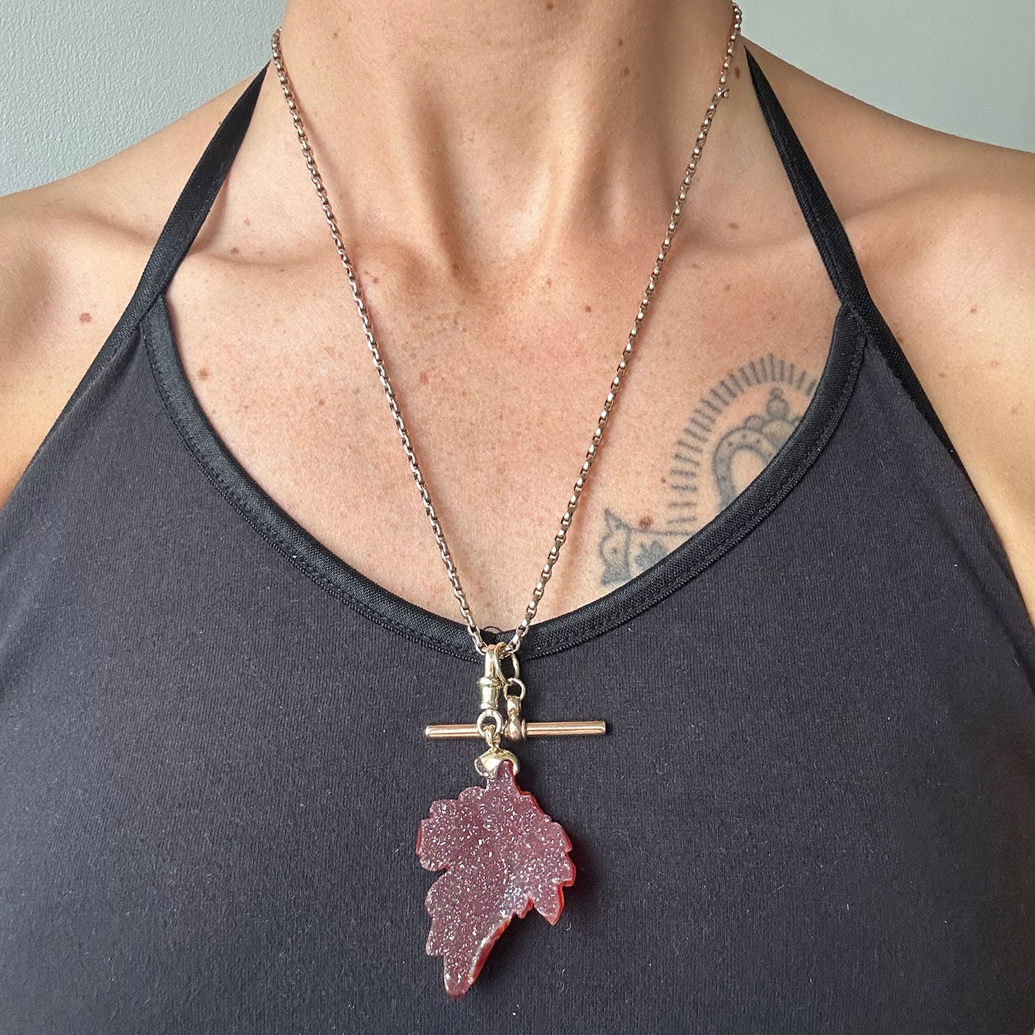 Reclaimed Vintage Carnelian Leaf Necklace