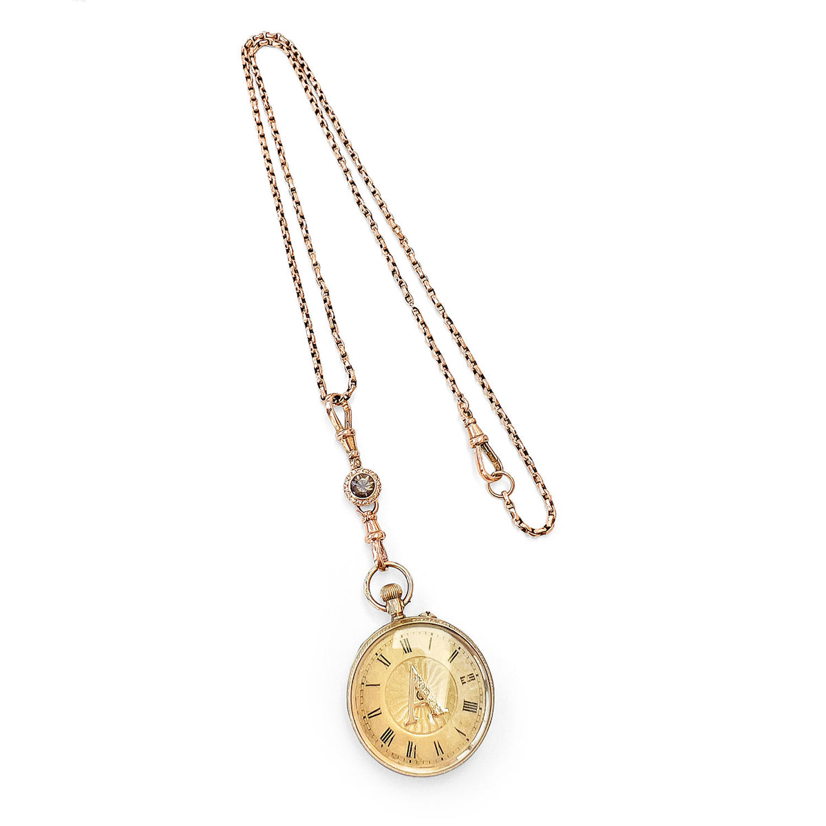 Annex Vintage Gold Pocket Watch Necklace Antique: 18 Kt Gold Watch Chain Necklace with Pocket Watch  main image 4