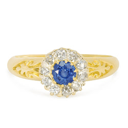 Leila Edwardian Sapphire and Diamond Halo Engagement Ring