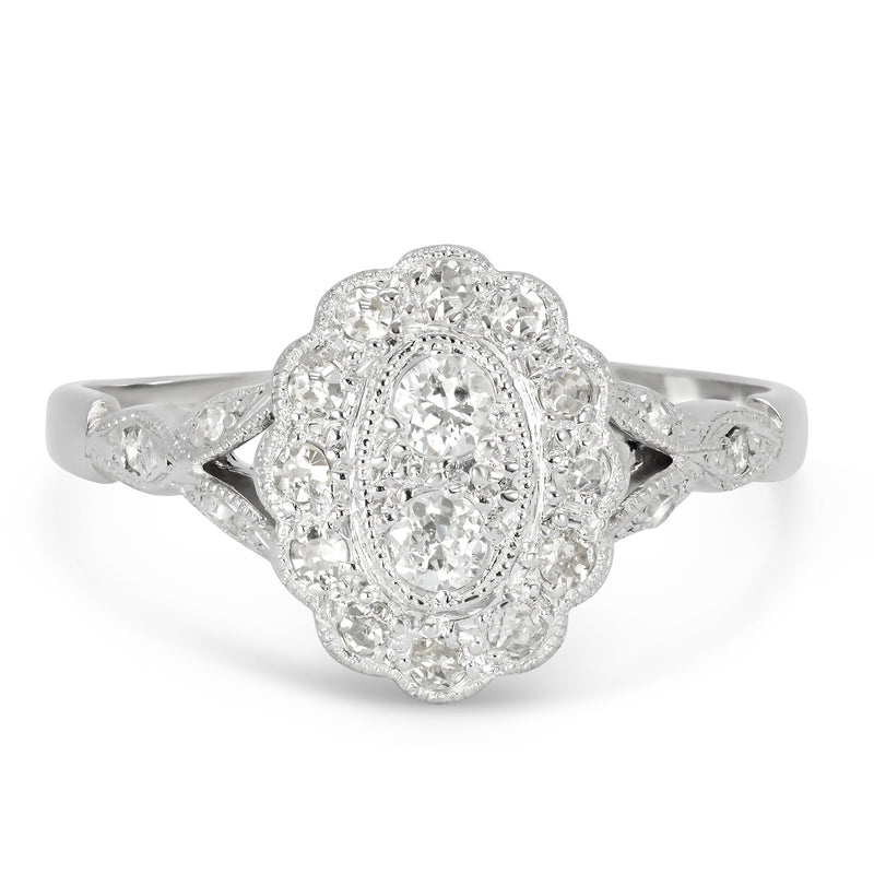 Lois Antique Art Deco Diamond Cluster Engagement Ring