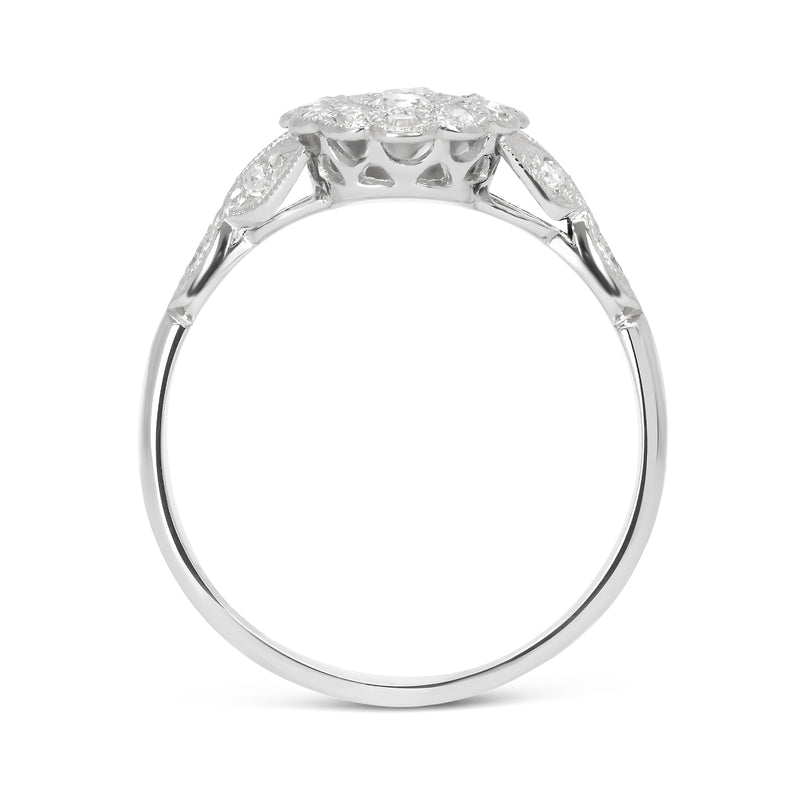 Lois Antique Art Deco Diamond Cluster Engagement Ring