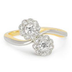 Mae Antique Diamond Daisy Toi et Moi Engagement Ring