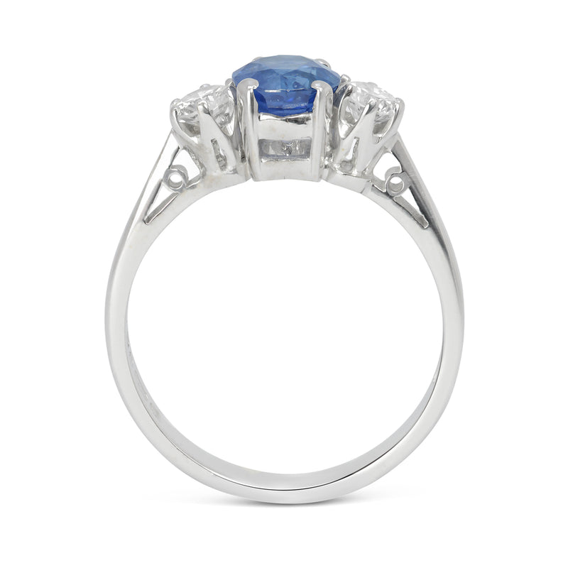 Nicole Vintage Sapphire and Diamond Three Stone Engagement Ring