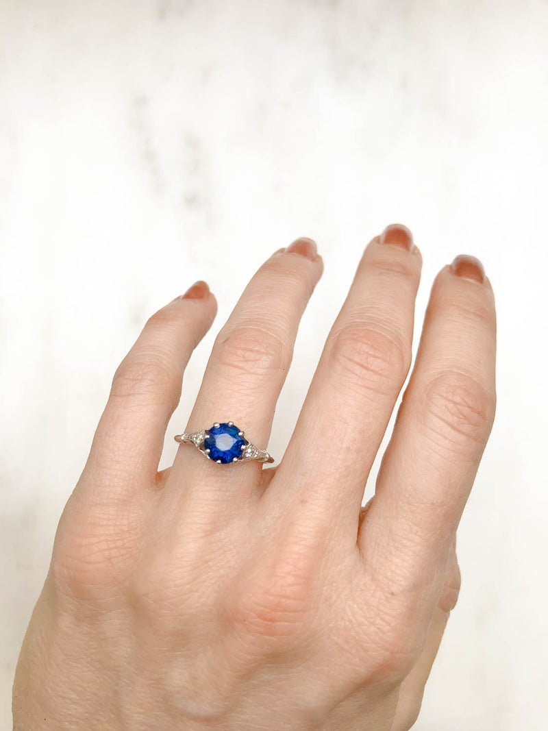 Arabela Antique Sapphire & Diamond Engagement Ring