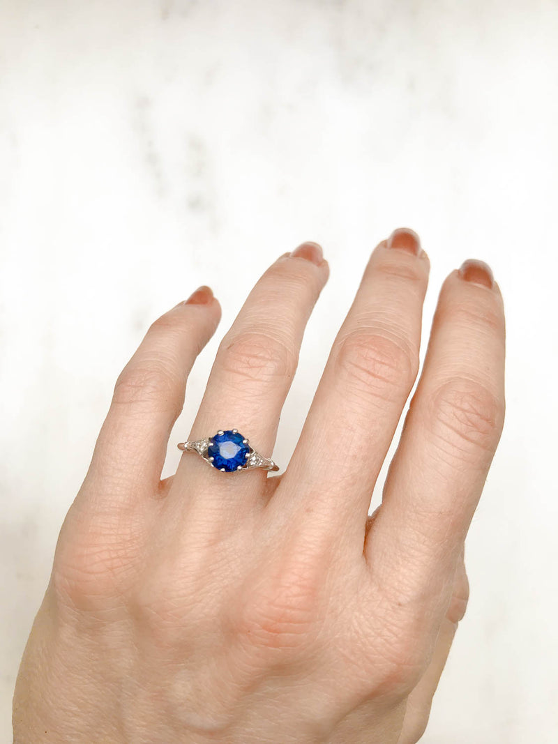 Arabela Antique Sapphire and Diamond Engagement Ring