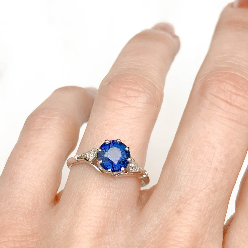 Arabela Antique Sapphire and Diamond Engagement Ring