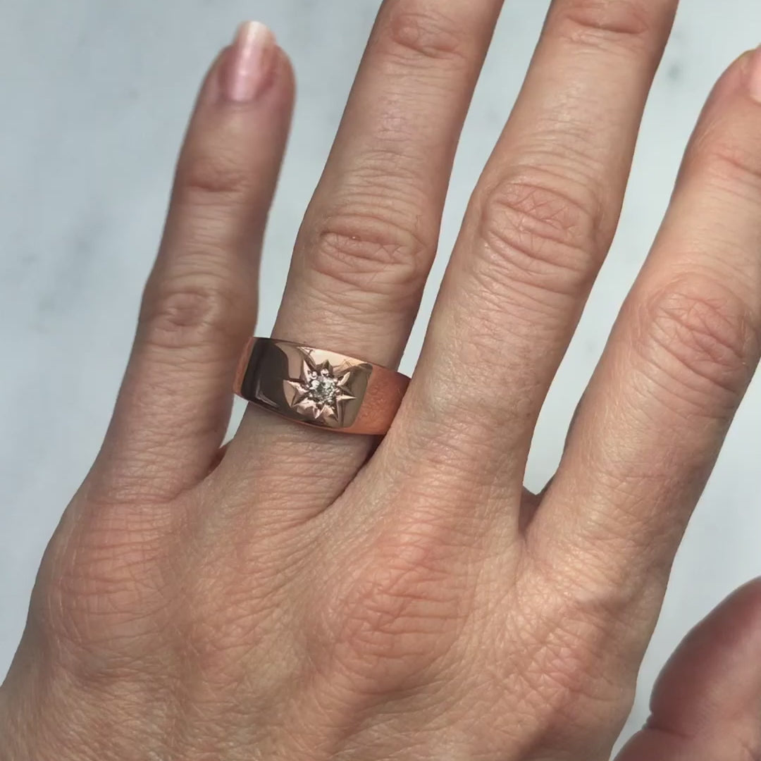 Jamie antique rose gold & diamond gypsy ring
