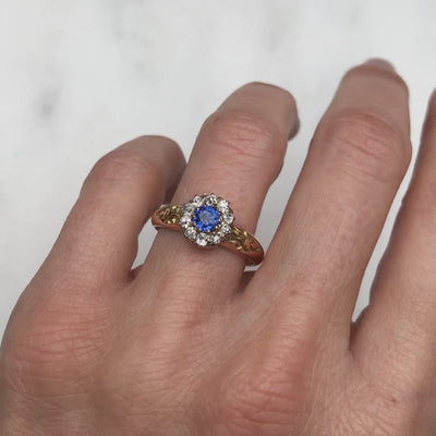 Leila Edwardian Sapphire & Diamond Cluster Ring
