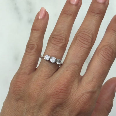 Irene antique three stone diamond engagement ring