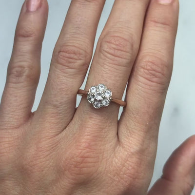 Anna vintage white sapphire daisy engagement ring
