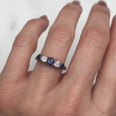 Cora Antique Sapphire & Diamond Five Stone Ring