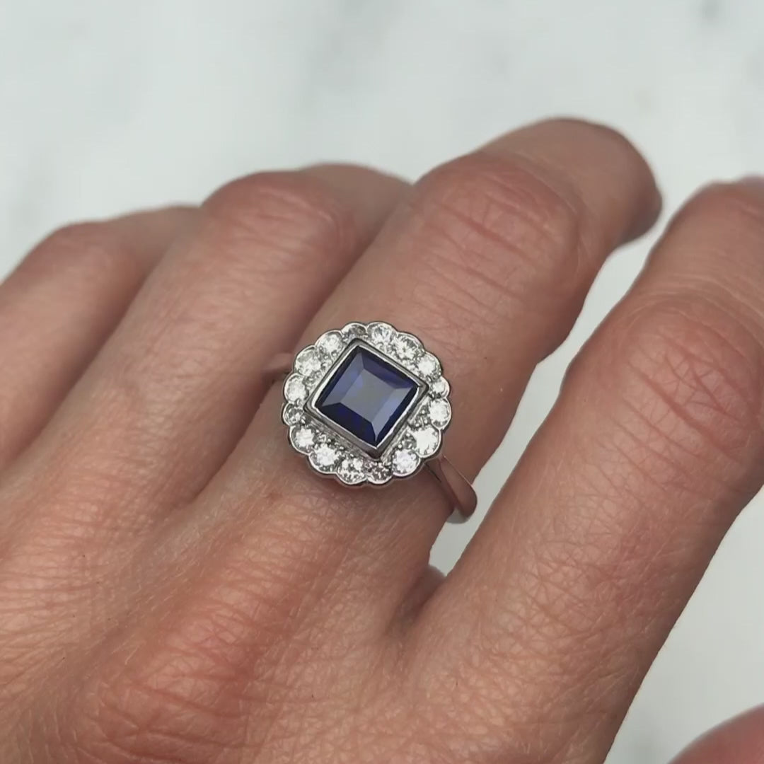Ophelia vintage sapphire & diamond cluster ring