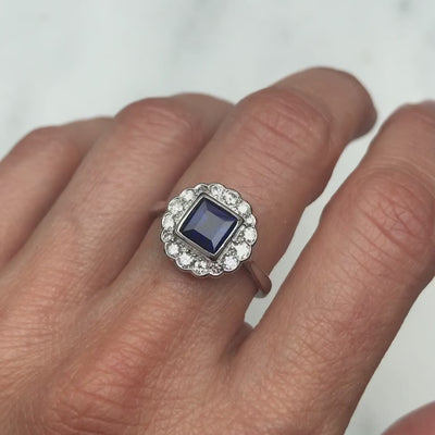 Ophelia vintage sapphire & diamond cluster ring