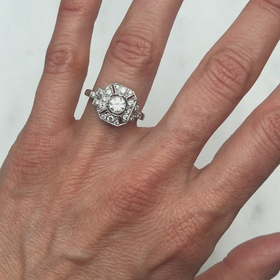 Jean vintage diamond plaque ring