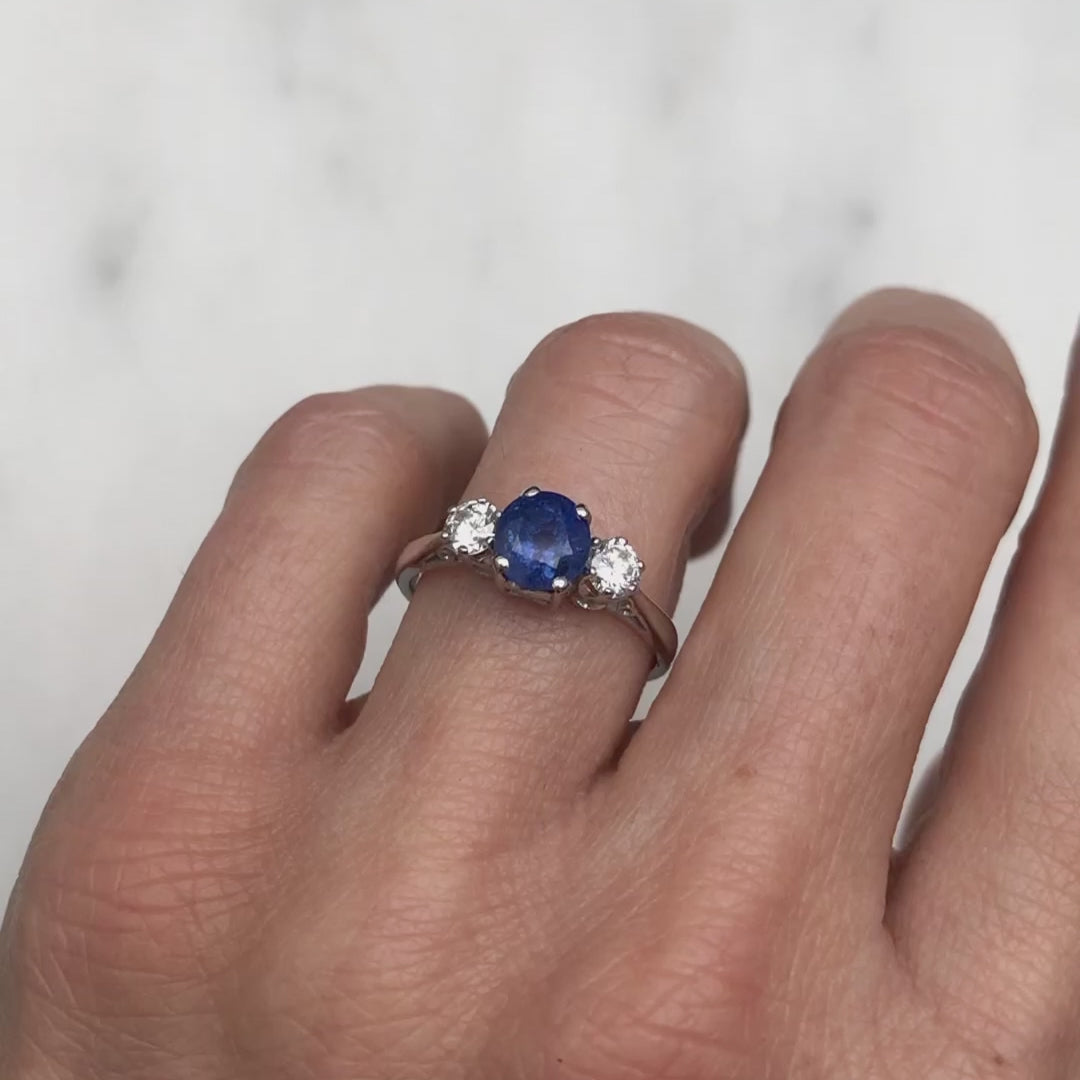 Nicole Vintage Sapphire & Diamond Three Stone Ring