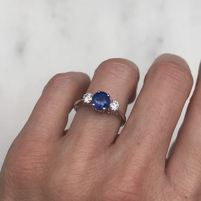 Nicole Vintage Sapphire & Diamond Three Stone Ring
