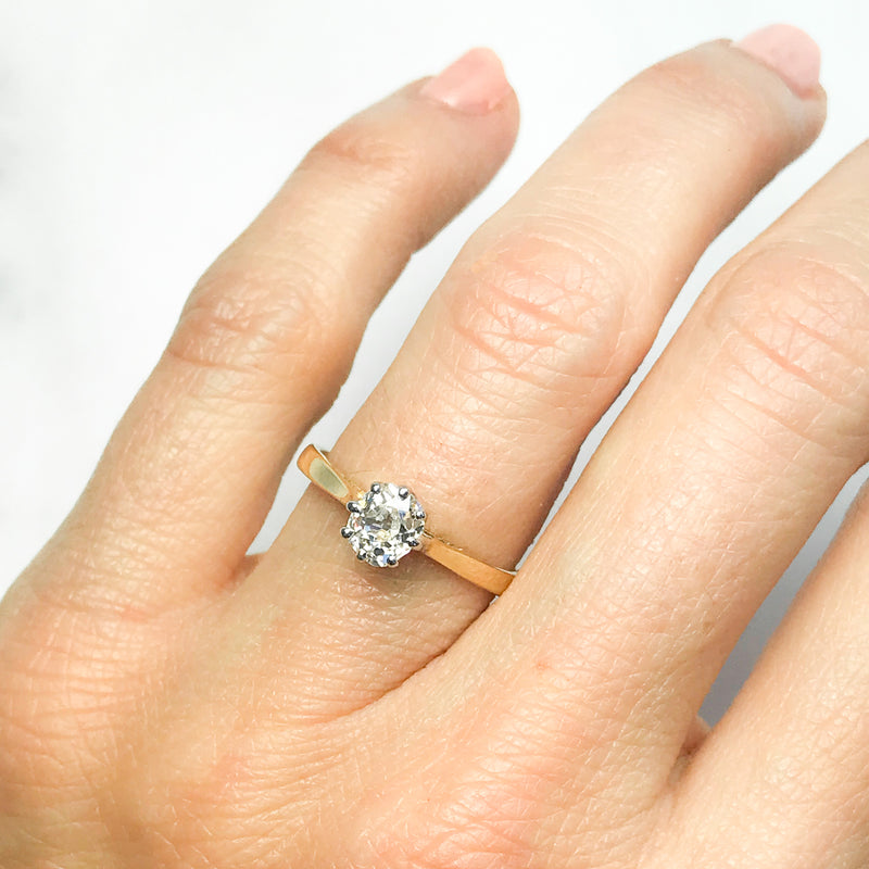 Adrienne old mine cut diamond engagement ring