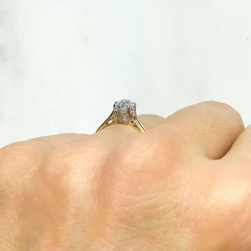 Adrienne old mine cut diamond engagement ring