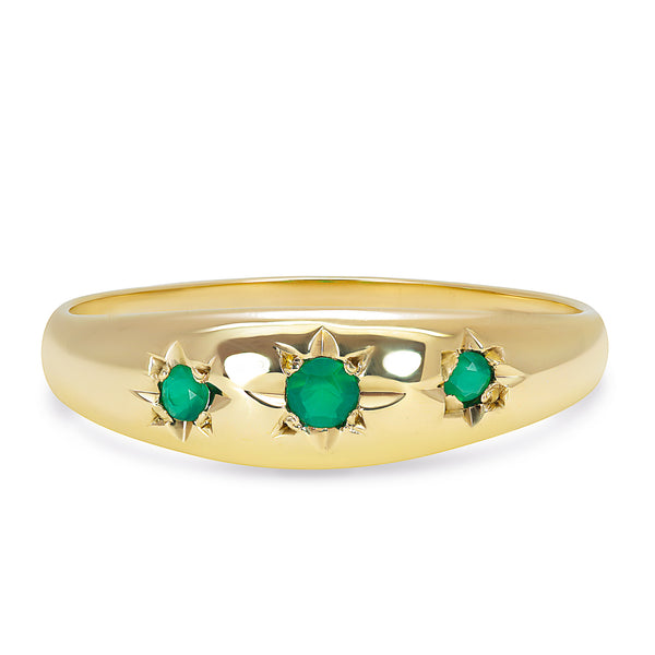 Alex vintage yellow gold and emerald gypsy ring