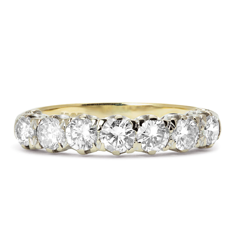 1 Carat 7-Stone Blue & White Diamond Anniversary Wedding Ring