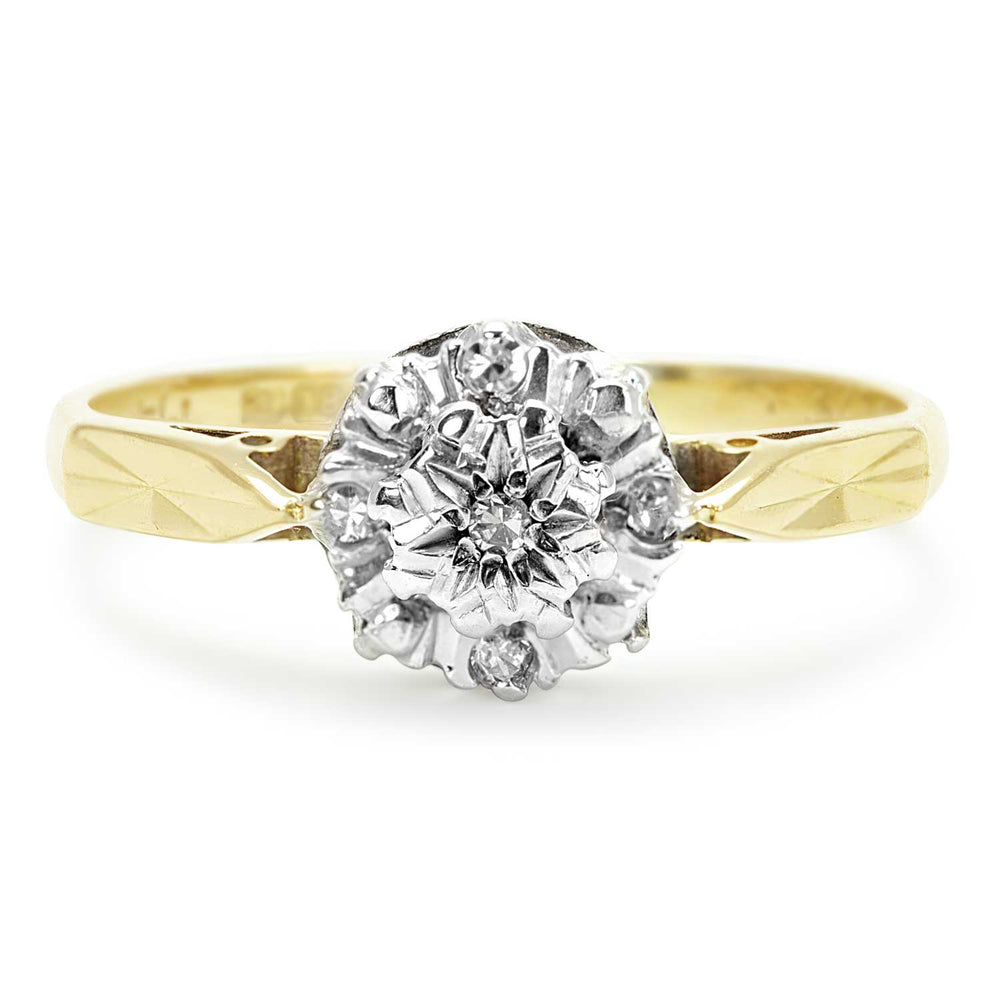 Angela vintage diamond cluster 1970s engagement ring