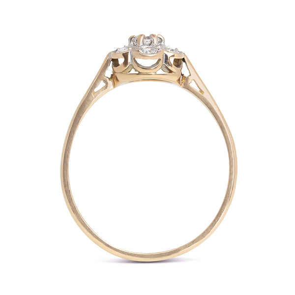 Anna vintage white sapphire daisy engagement ring
