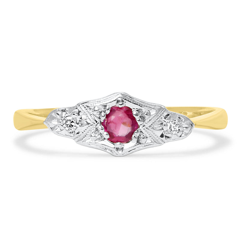 Ava ruby and diamond Edwardian engagement ring