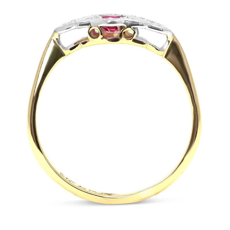 Ava ruby and diamond Edwardian engagement ring
